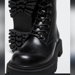 NWT Mango Classic Lug Soled Mini Platform Grunge Whimsigoth Goth Punk Moto Boots
